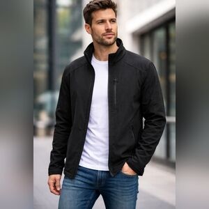 fried denim nyc minimalist black zip jacket men’s small